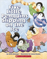 Image of Five little penguins slipping on the ice